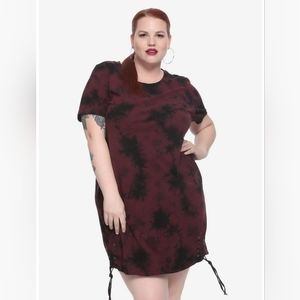 Hot Topic Tie Dye Red Black Shirt Dress Plus 2XL